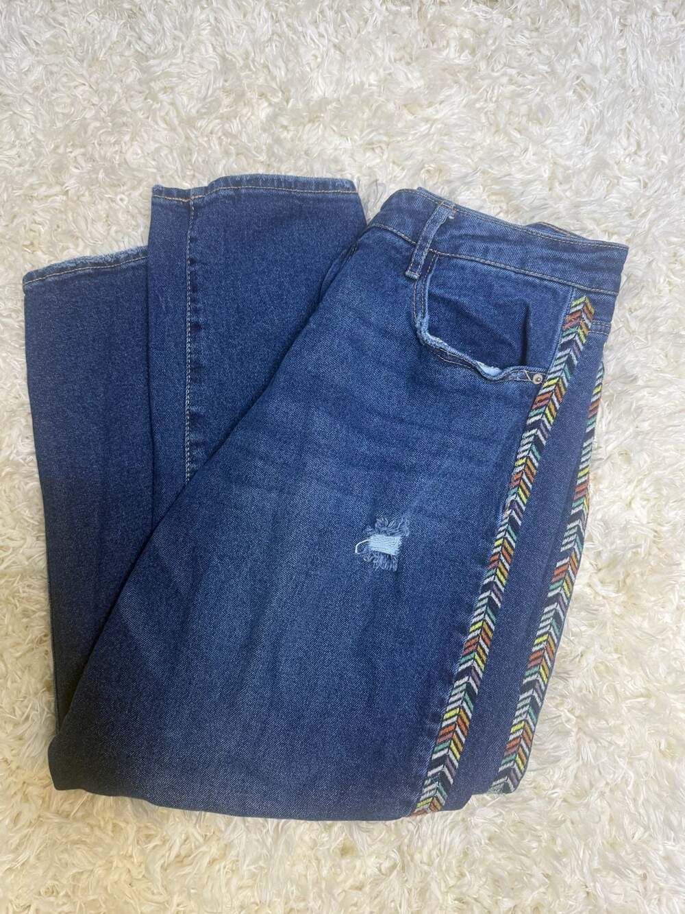Knox Rose Women's Distressed Boyfriend Jeans with Embroidered Side Stripe